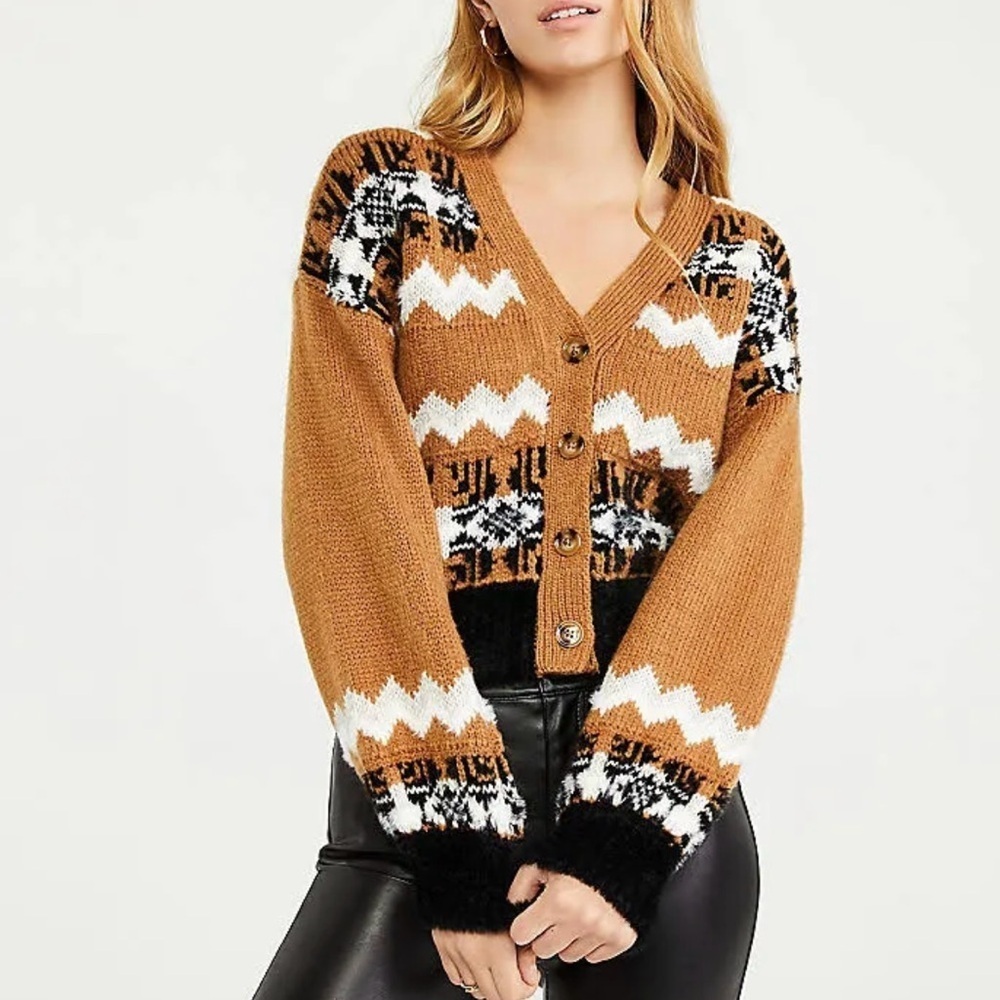 Ann Taylor fair isle cropped cardigan